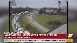 I-81 re-opens in Dauphin County following fatal crash