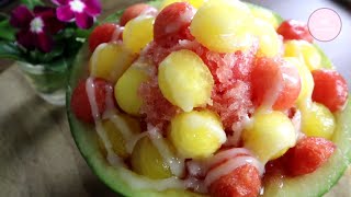 [ENG/THA] Two-Tone Watermelon Shaved Ice(BingSu) - บิงซูแตงโม น้ำแข็งใสแตงโม | PU STREET\u0026FOOD