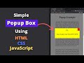 How To Create Popup Box Using HTML, CSS, and JavaScript | Simple Popup Box Tutorial