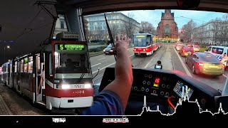 Předvánoční kolečko s jezevčíkem K3R-N na lince 5 🚋 Cab view tram Brno