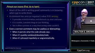 CppCon 2017: Walter E. Brown “Whitespace ≤ Comments << Code”