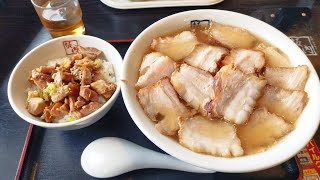 坂内食堂　焼豚支那蕎麦大盛＋山葵焼豚ご飯