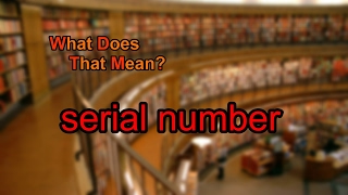 What does serial number mean?