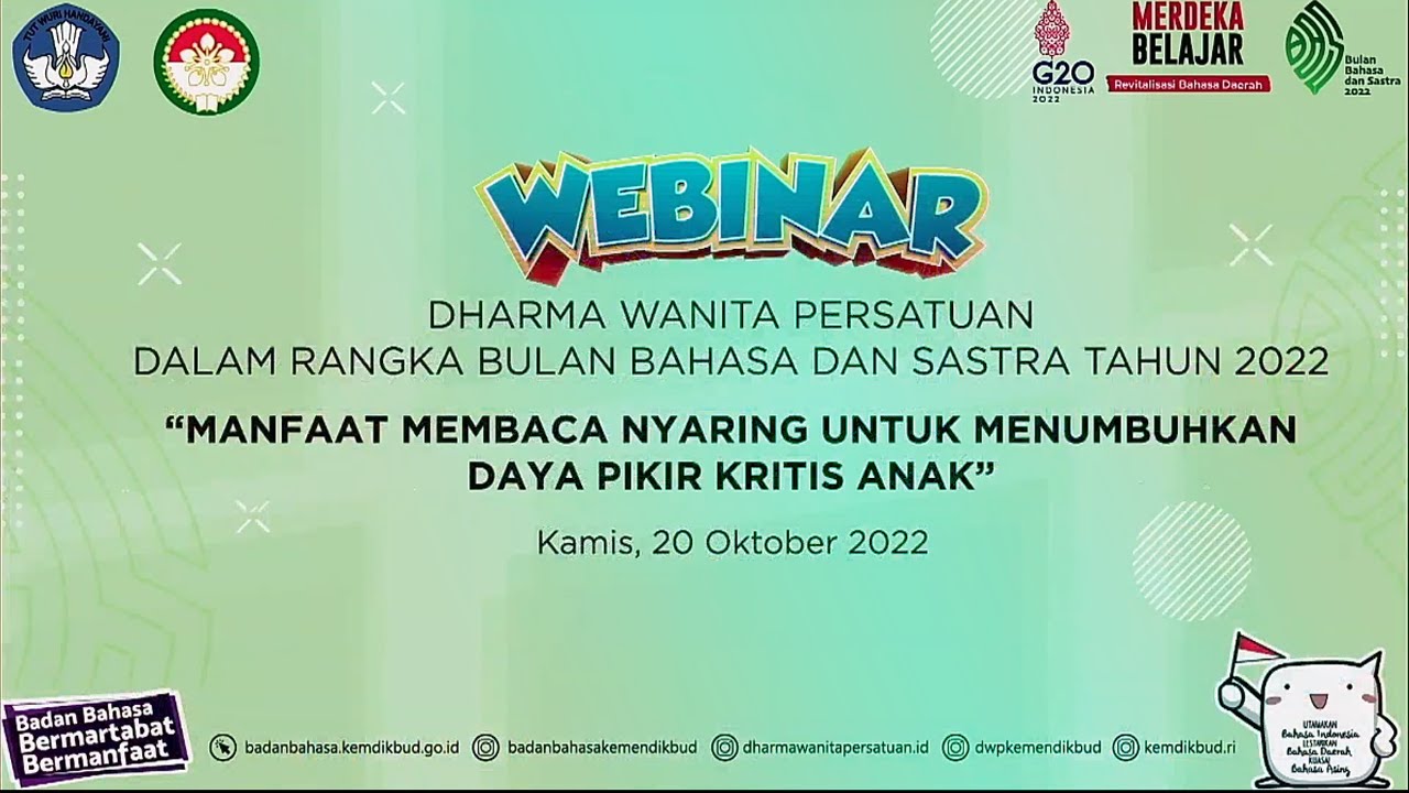 Webinar "Manfaat Membaca Nyaring Untuk Menumbuhkan Daya Pikir Kritis ...