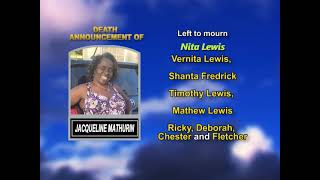 Jacqueline Mathurin ~ Long Obituary