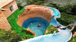 Build Swimming Pool Water Slide Crocodile Around Secret Underground House