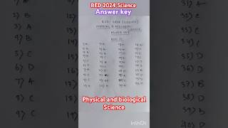 BED Answer Key Science | Bed 2024 unofficial answer key | Science Bed #bed2024