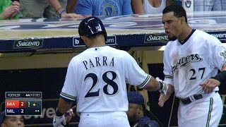 MIA@MIL: Parra plates Lucroy with a productive out