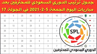 جدول ترتيب الدوري السعودي للمحترفين بعد مباريات اليوم الجمعة 5-2-2021 في الجولة 17