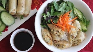 Bun Cha Gio Chay (Vermicelli Noodles with Vegetarian Egg Rolls)