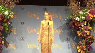 Brie Larson backstage after winning Golden Globe for 'Room'