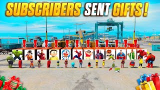 SUBSCRIBER’S SEND GIFTS 🎁 🎉 TO SHINCHAN AND DORAEMON - IN GTA 5 #gta5 #funny