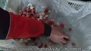 VERFOODSOLUTIONS 20x20x20mm Frozen Pork Cubes Frozen Meat Cube Dicing Machine for The USA Customer