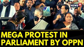 Mega Protest In Parliament By Opposition Leaders Wearing Black | Rahul Gandhi's Disqualified