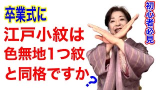 【初心者必見】卒業式に、江戸小紋は色無地1つ紋と同格ですか？