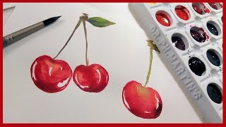 Quick Loose Cherries in Watercolor // Beginner Tutorial