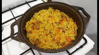 Pilaf with chicken in a saucepan, you will like it