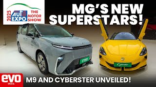 MG M9 and Cyberster unveiled in India | Launching soon! | Auto Expo 2025 | @evoIndia