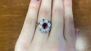 1.31 Carat Ruby with 2.10 Carat Diamond Floral - Yarrow Ring - Hand Video