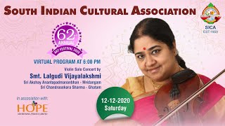 SICA (EST: 1959) Presents Violin concert by Vidushi Smt Lalgudi Vijayalakshmi on 12-12-2020 from 6PM