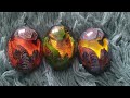 showcasing positive motion engaged 3pcs resin lava dragon eggs