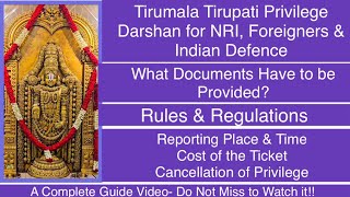 English \u0026 Hindi | NRI, Foreigners \u0026 Defence People -Tirumala Tirupati Privilege Darshan