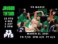 Jayson Tatum 23 PTS, 4 REB, 4 AST, 5 3PM - Magic vs Celtics - March 21, 2021