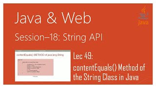 String API in Java | #49 | contentEquals() Method of the String Class in Java