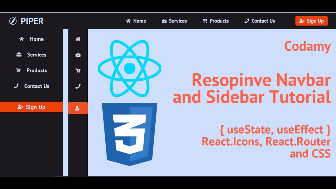 Responsive Sidebar-Navbar Switching Tutorial - React Hooks, Router ...