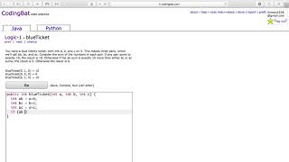 Logic 1 blueTicket Java Tutorial || codingbat com