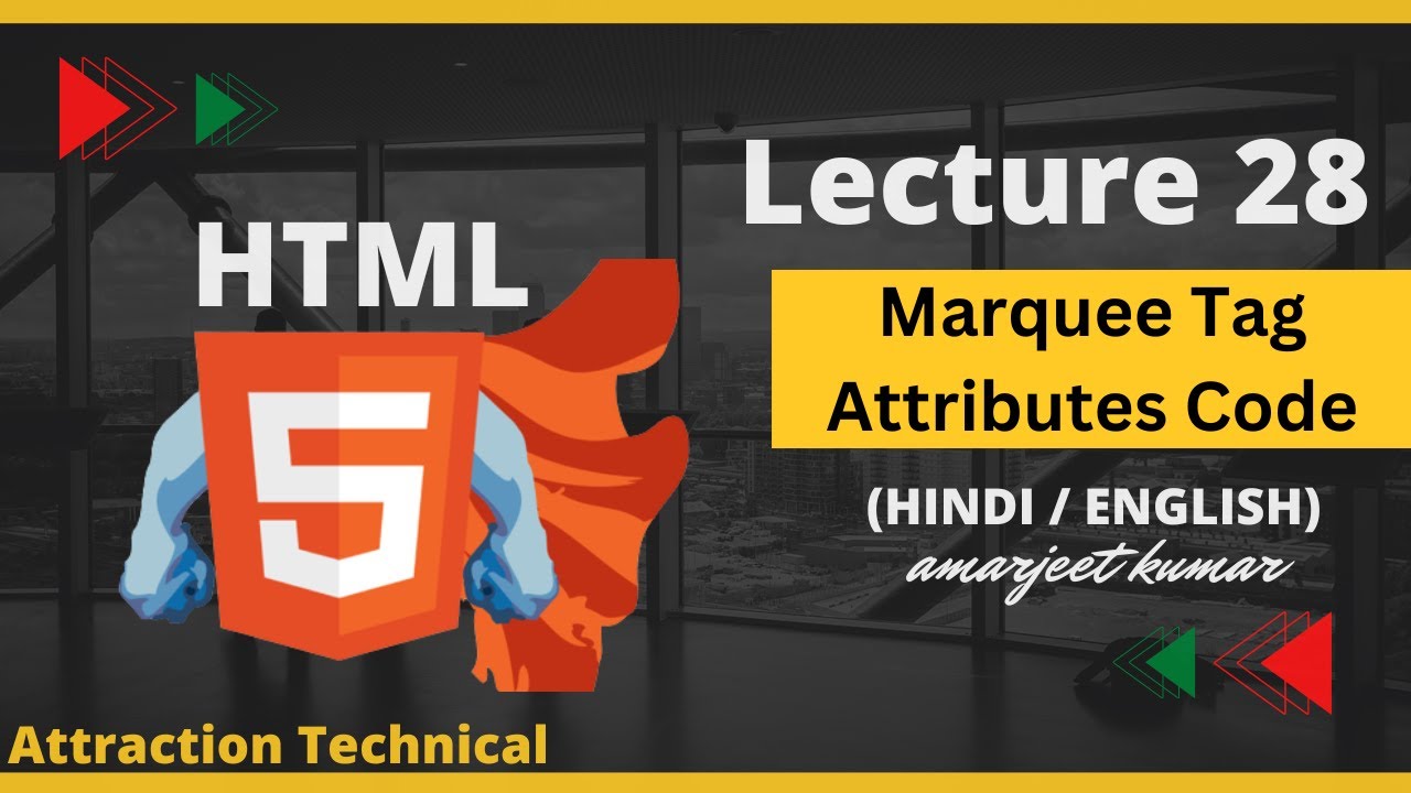 How To Use Marquee Tag Attributes Code In HTML || Lecture No 28 # ...