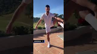 Novak Djokovic challenges his fans to test their flexibility 🧘 #Shorts