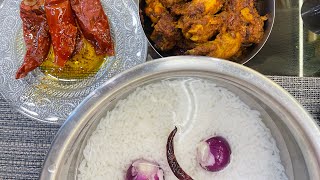 এই গরমে জল ঢালা ভাতের থেকে ভালো কি আর হতে পারে?🔥🍚🌶🍗 লঙ্কার আচার, কষা মুরগি