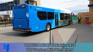 YRT ~ 2014 New Flyer XD40 # 1428 ~ 760 Vaughan Mills/Canada's Wonderland Westbound