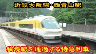 【秘境駅を通過する近鉄特急】23000系伊勢志摩ライナー・21020系アーバンライナーnext・80000系ひのとり【近鉄大阪線・西青山駅】