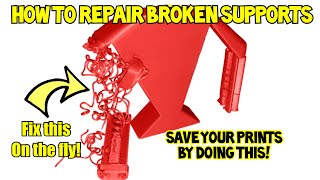 How to repair broken supports in your 3D print | 3D printing hack fixing broken supports mid print