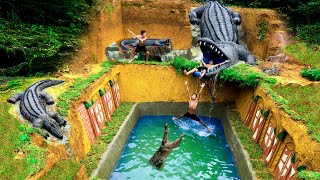 Building Underground Swimming Pool Water Slide Crocodile Around Secret Underground House