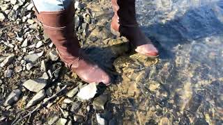 Through the Creek and Mud in Brown Leather Geox Boots with a Zipper I.