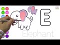 e for elephant elefante en inglés es elephant aprender inglés abc con líneas punteadas