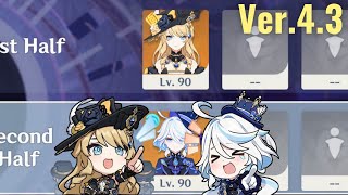 【原神】Ver.4.3 ナヴィア＆フリーナの両単騎で螺旋12層 星9クリア/ Ver.4.3 Spiral Abyss Floor 12 Navia ＆ Furina ☆9 Stars