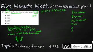 Algebra 1 STAAR Practice Evaluating Functions (A.12B - #2)