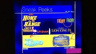 Sneak Peeks Menu to The Rescuers 2003 DVD (November 18, 2003 version)