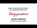 MDOT is Hiring! Join the Maryland Department of Transportation and build your career.