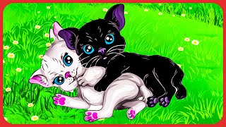 WHITE KITTEN AND BLACK PUPPY | Song for Kids | Super Simple Songs | Bubblegum Beats