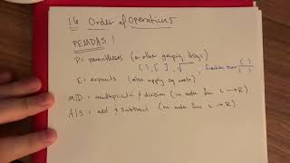 MA 090 Sec 1.6 Order of Operations Part 1