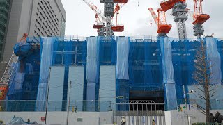 高さ283m　日本橋一丁目中地区再開発（ウォルドーフ・アストリア東京日本橋進出予定地）の建設状況（2024年1月28日）