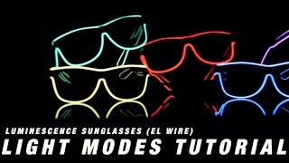 GloFX Light Up Luminescence EL Wire Sunglasses | Light Modes Tutorial