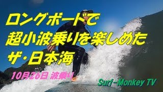 無風面ツル超小波をロングボードで楽しめた日本海 171026 ~サーフモンキーTV