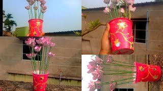 Amazing Diy Crafts Pot🪴 From Plastic cup |  Easy Flower Basket Crafts Ideas |  🪴🌸 #diy #trending