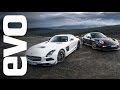 Mercedes SLS AMG Black vs Porsche 997 GT2 RS | evo TRACK BATTLE